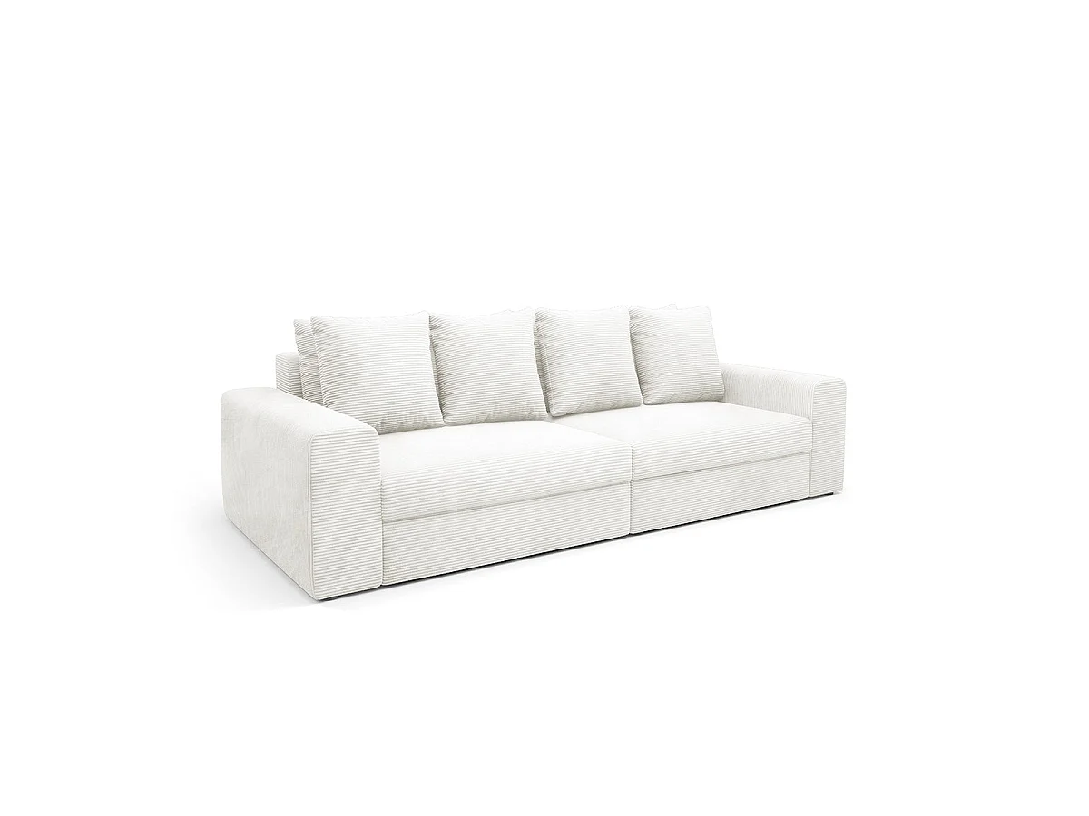 Canapé convertible 3 places avec coffre en tissu blanc PAOLA