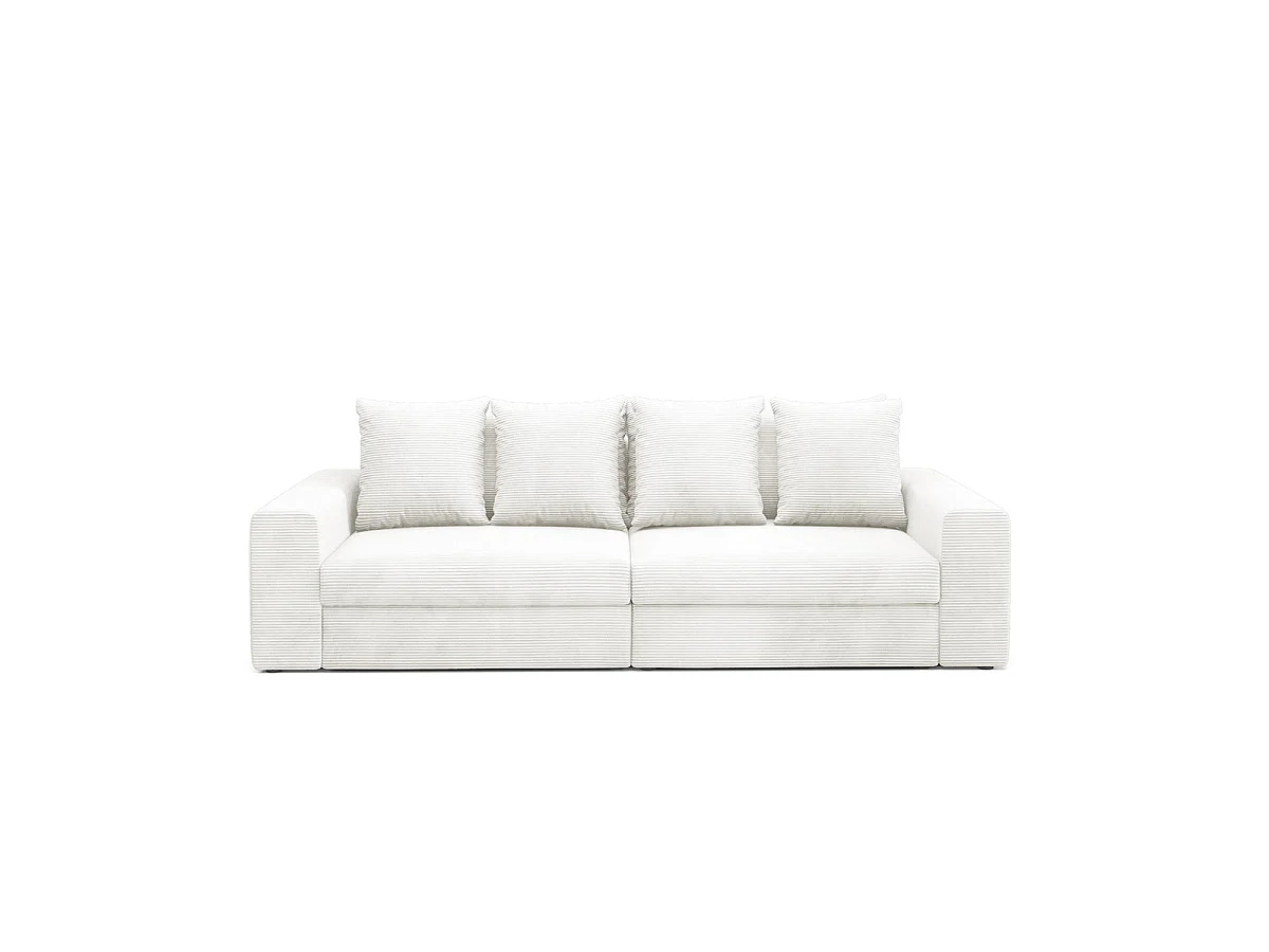 Canapé convertible 3 places avec coffre en tissu blanc PAOLA