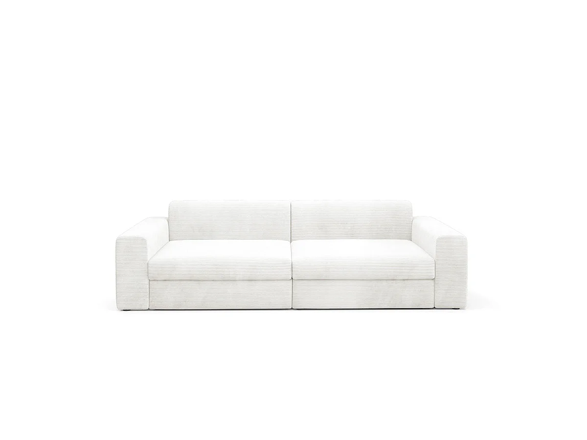 Canapé convertible 3 places avec coffre en tissu blanc PAOLA