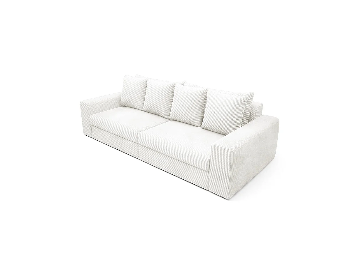 Canapé convertible 3 places avec coffre en tissu blanc PAOLA