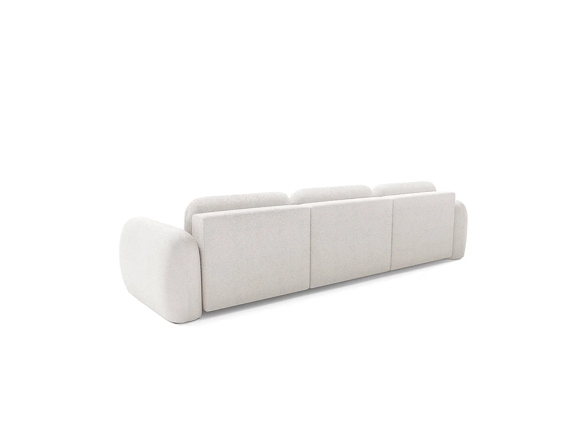 Canapé convertible 4 places avec coffre en tissu blanc LIVIO