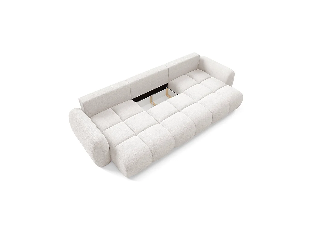 Canapé convertible 4 places avec coffre en tissu blanc LIVIO