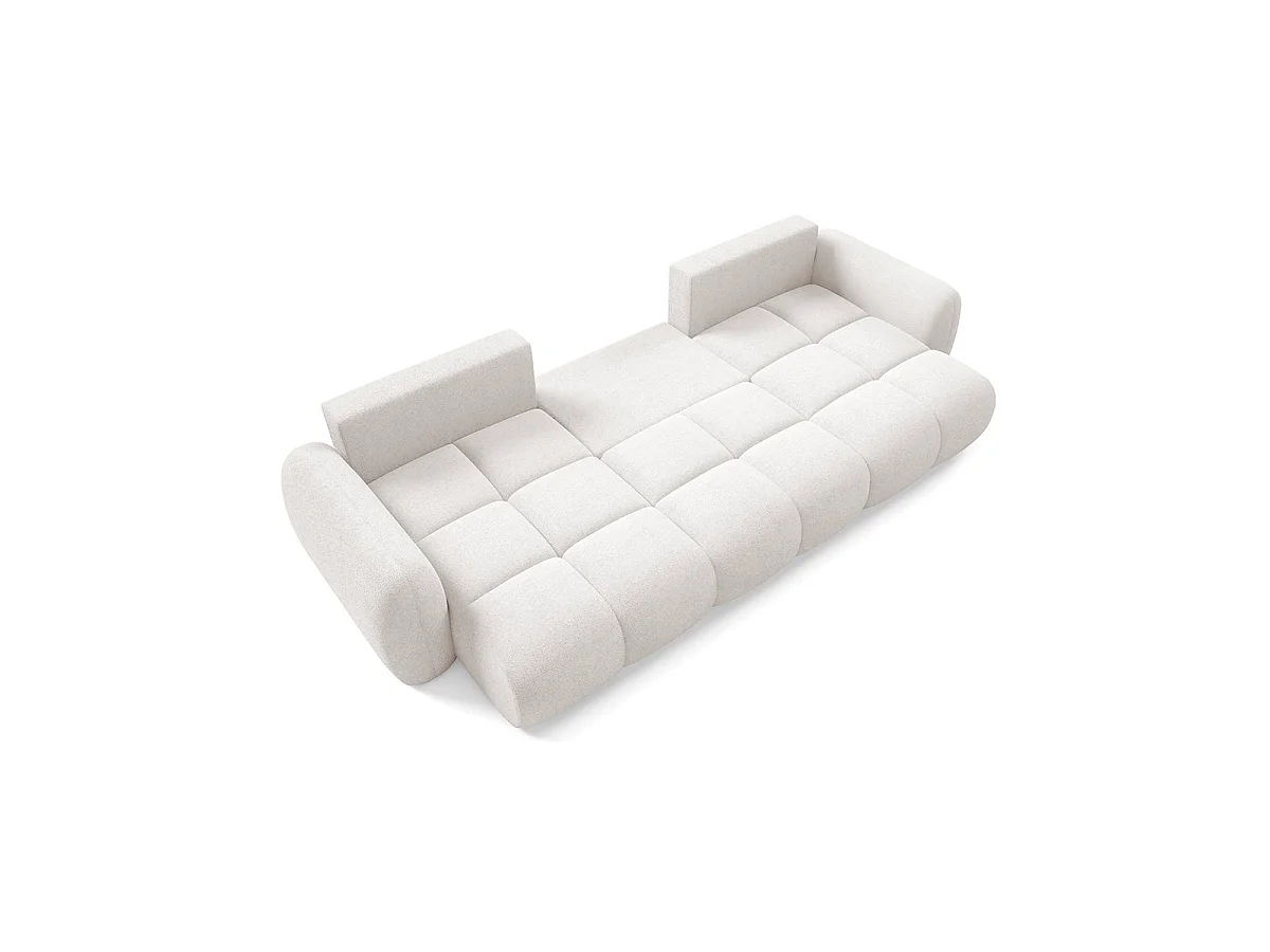 Canapé convertible 4 places avec coffre en tissu blanc LIVIO
