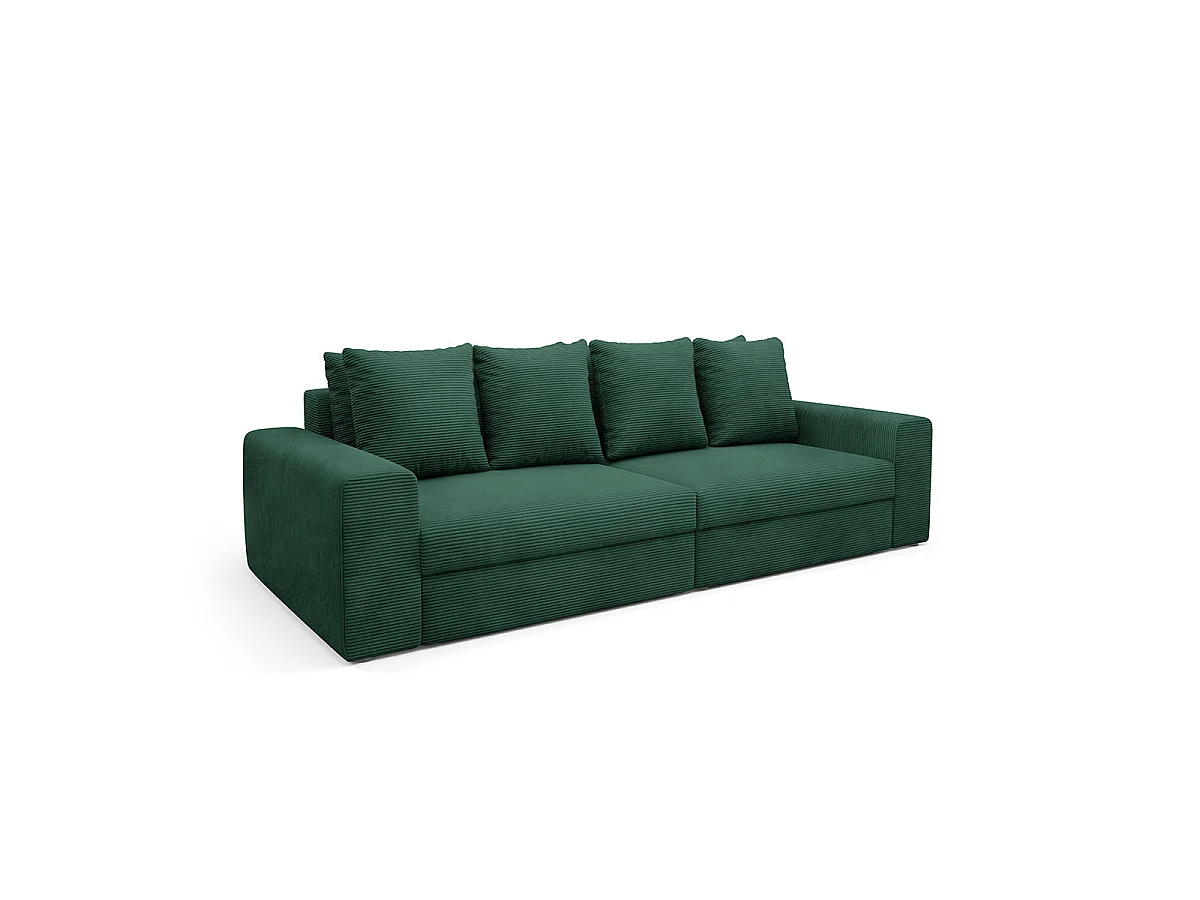 Canapé convertible 3 places avec coffre en tissu vert sapin PAOLA