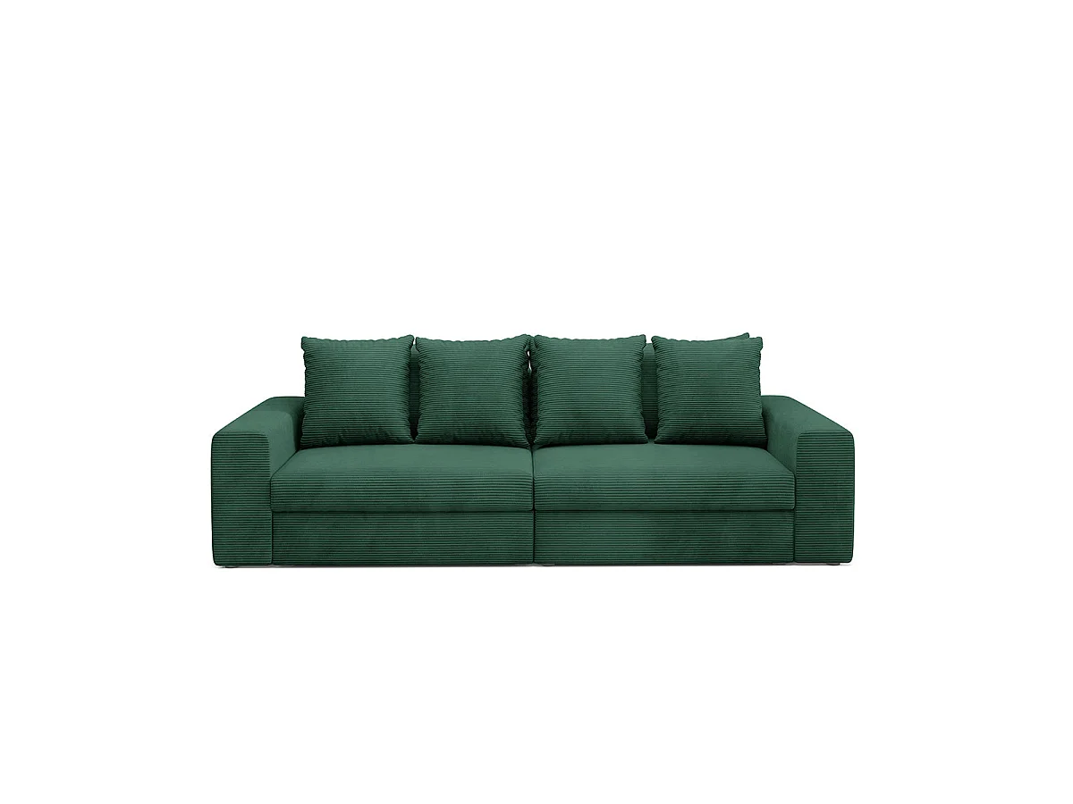 Canapé convertible 3 places avec coffre en tissu vert sapin PAOLA