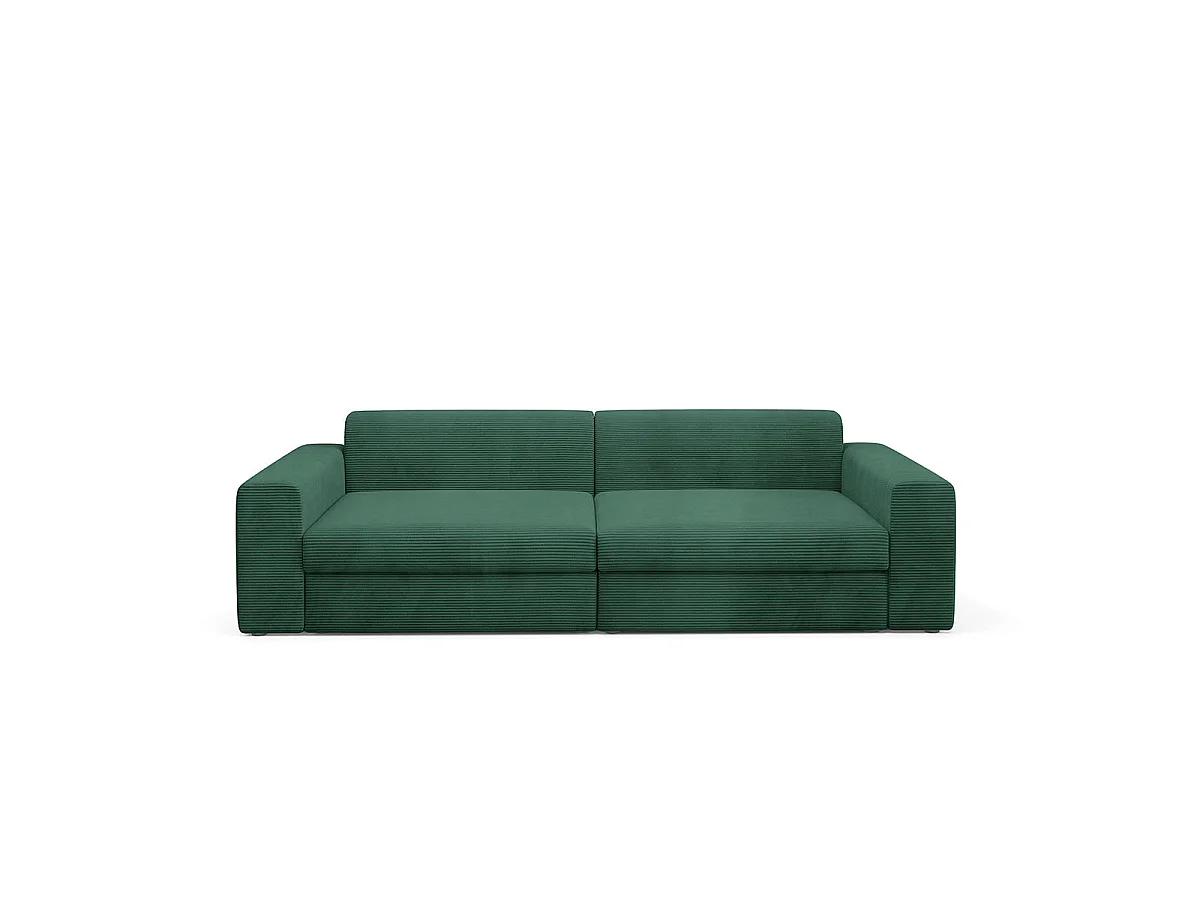 Canapé convertible 3 places avec coffre en tissu vert sapin PAOLA