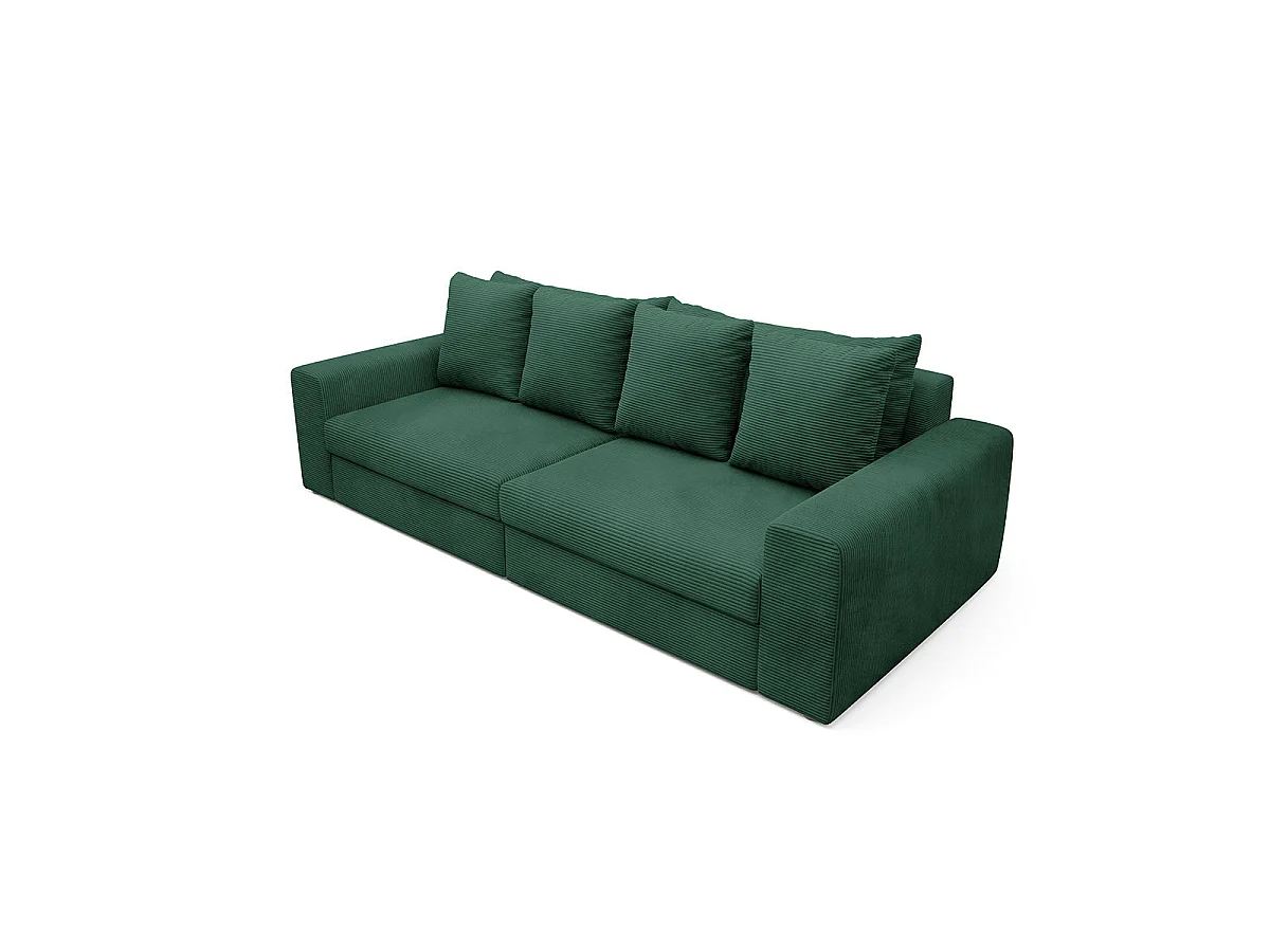 Canapé convertible 3 places avec coffre en tissu vert sapin PAOLA