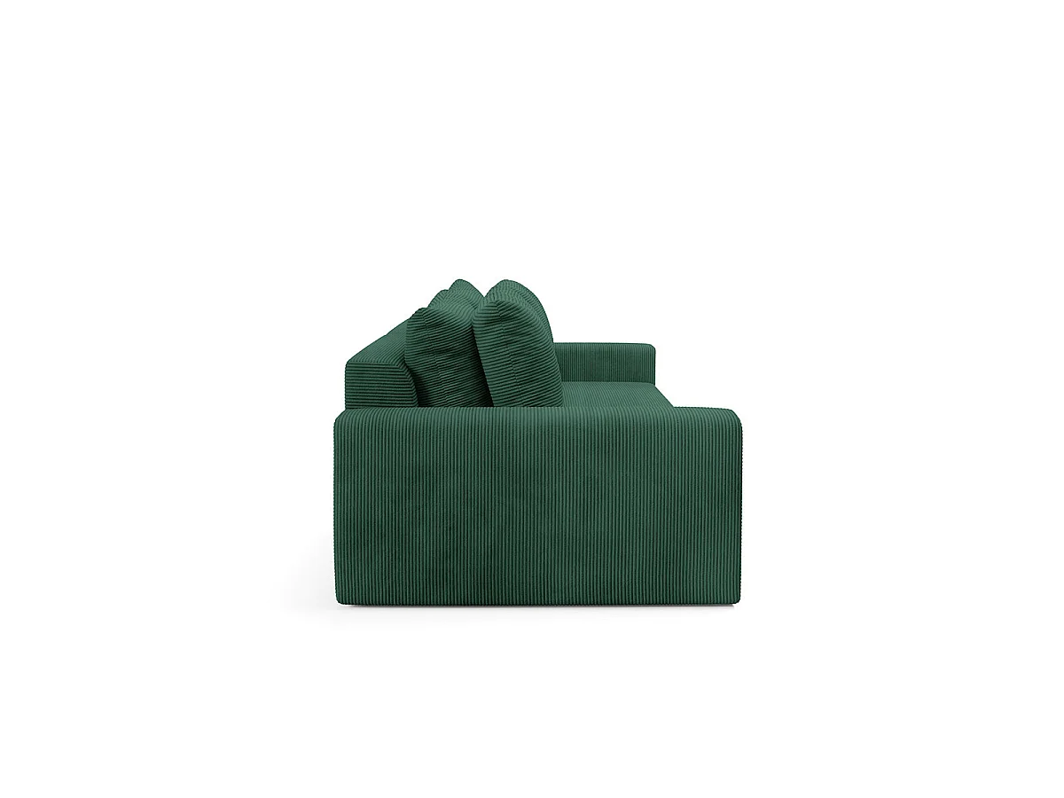 Canapé convertible 3 places avec coffre en tissu vert sapin PAOLA
