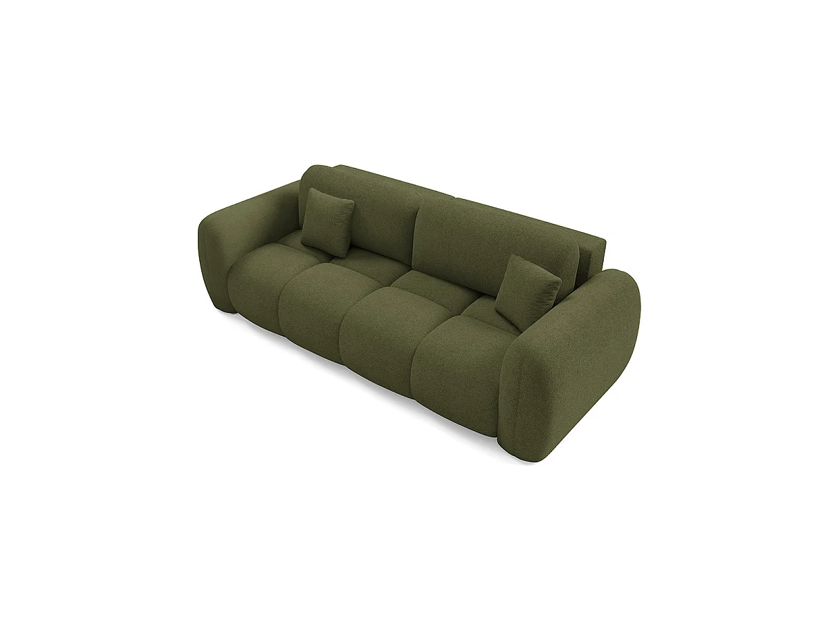 Canapé convertible 3 places avec coffre en tissu vert LIVIO