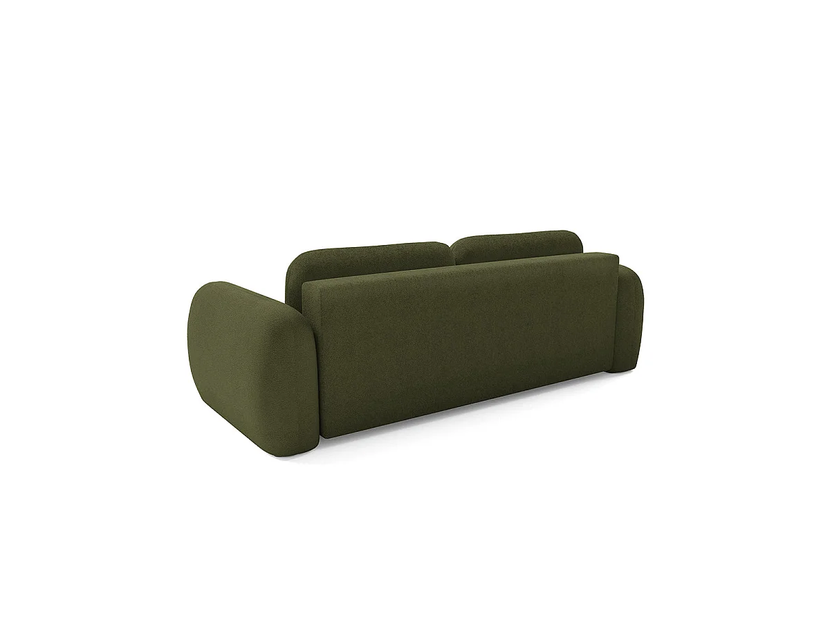 Canapé convertible 3 places avec coffre en tissu vert LIVIO
