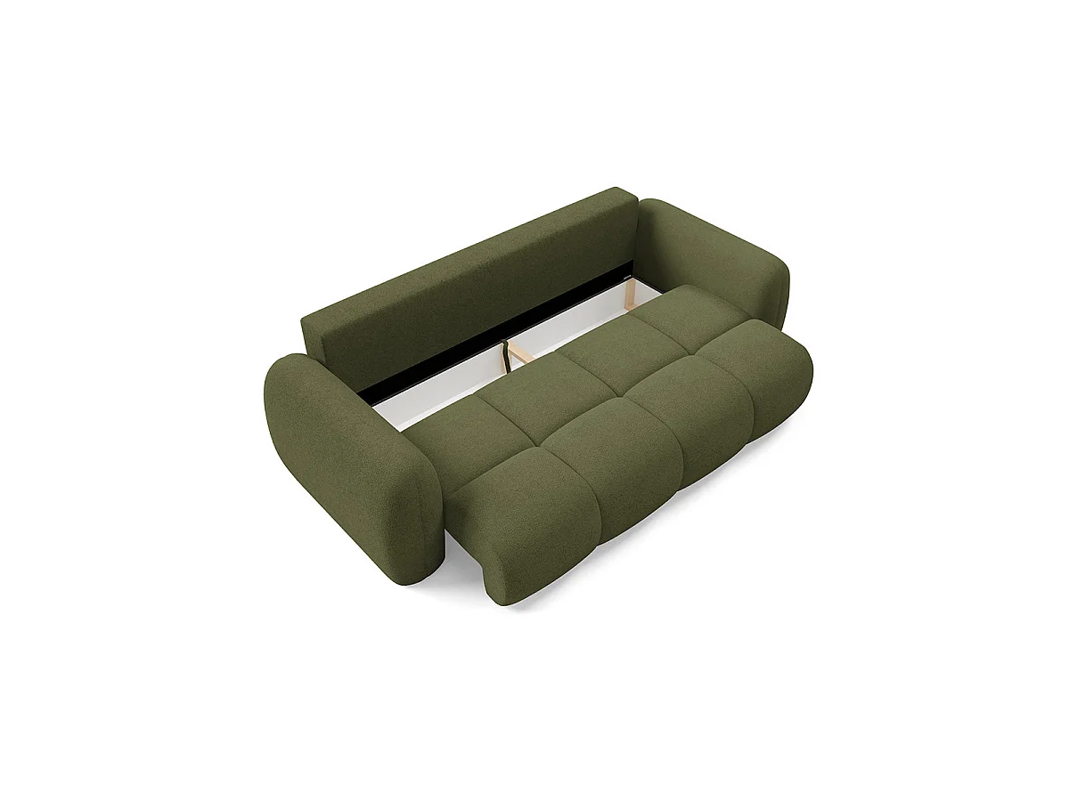 Canapé convertible 3 places avec coffre en tissu vert LIVIO