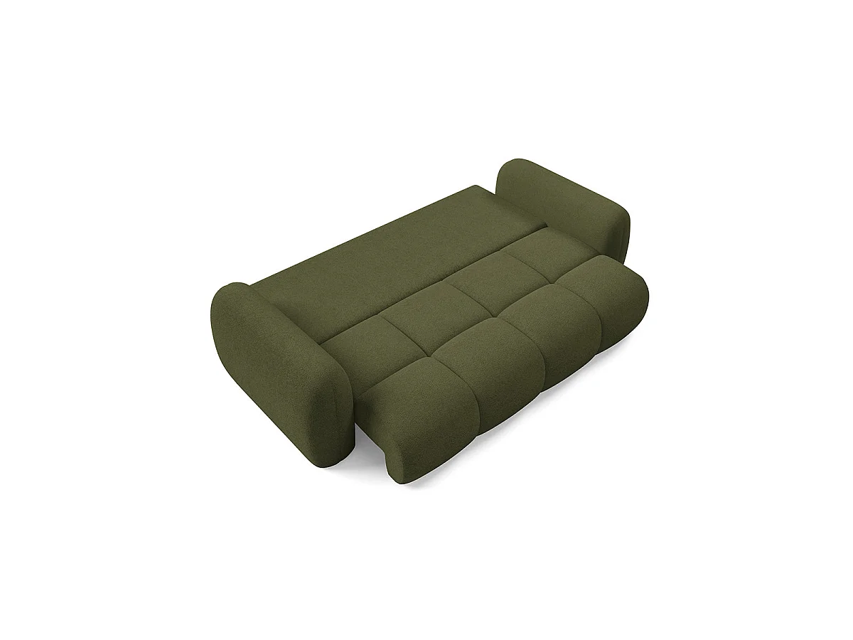 Canapé convertible 3 places avec coffre en tissu vert LIVIO