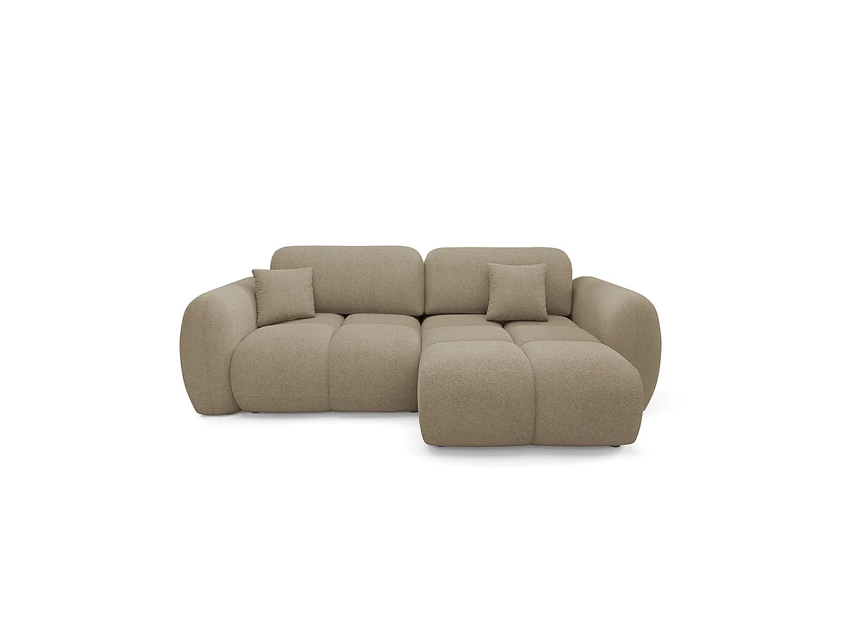 Canapé d'angle convertible 3 places réversible avec coffre en tissu beige LIVIO