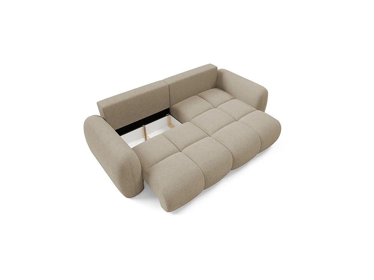 Canapé d'angle convertible 3 places réversible avec coffre en tissu beige LIVIO