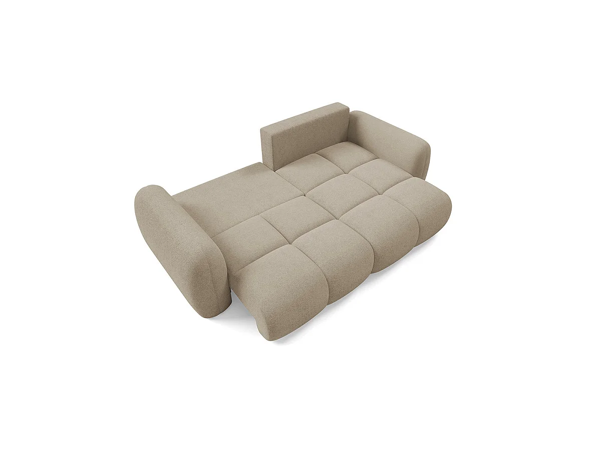 Canapé d'angle convertible 3 places réversible avec coffre en tissu beige LIVIO