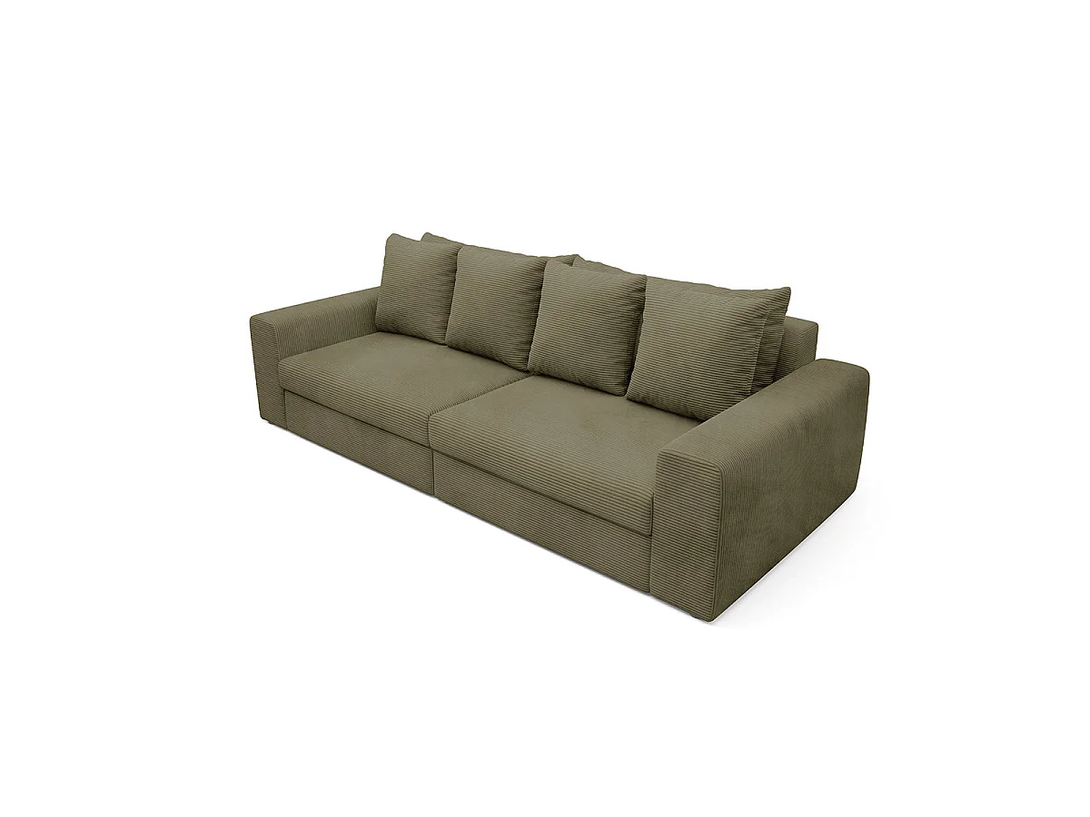 Canapé convertible 3 places avec coffre en tissu vert PAOLA