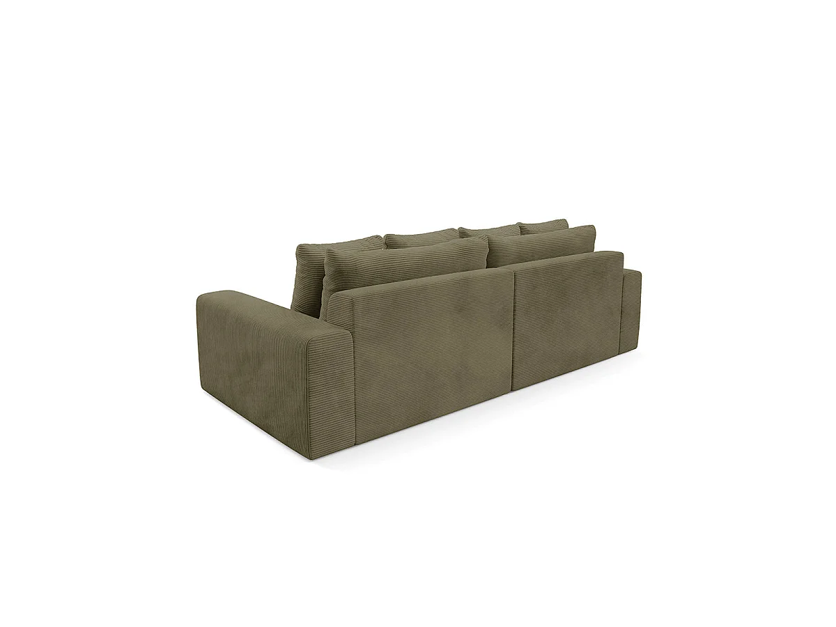 Canapé convertible 3 places avec coffre en tissu vert PAOLA