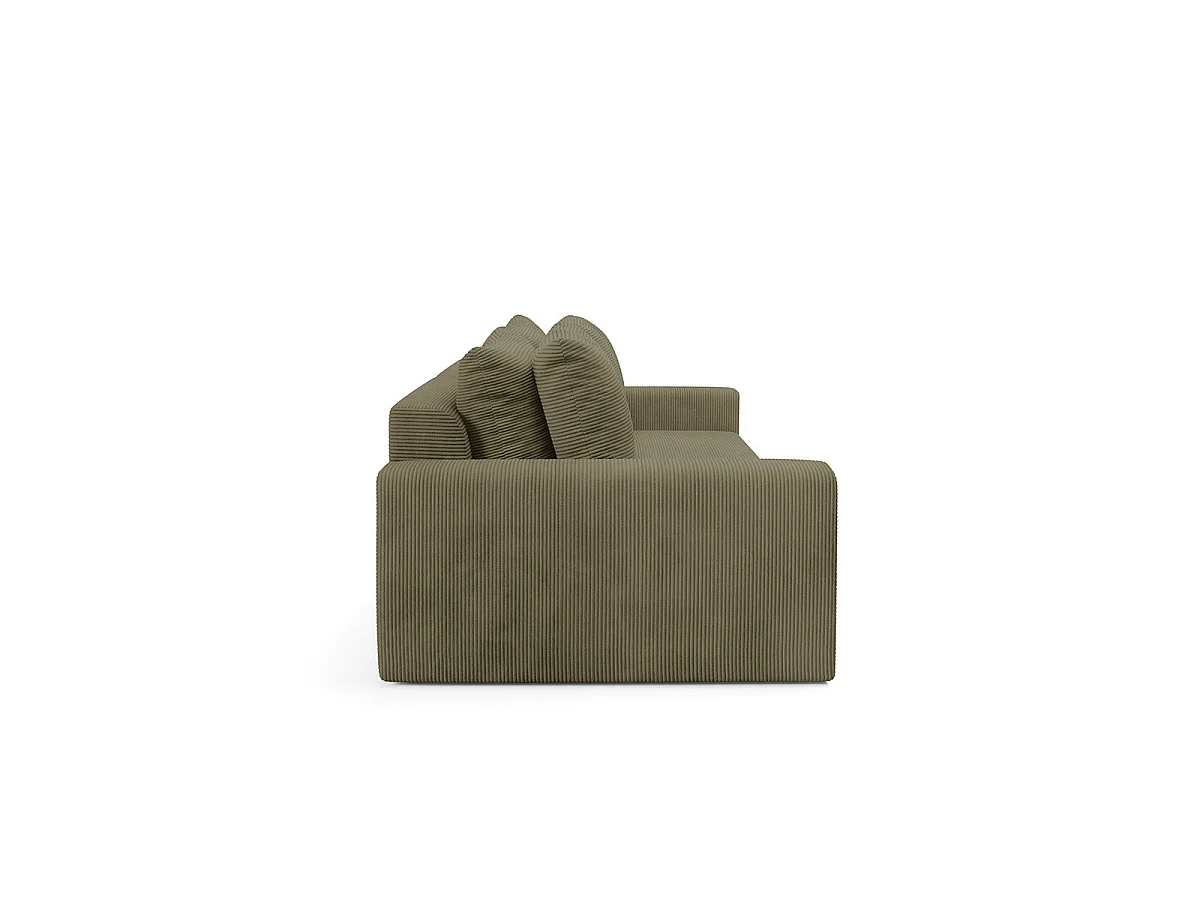 Canapé convertible 3 places avec coffre en tissu vert PAOLA