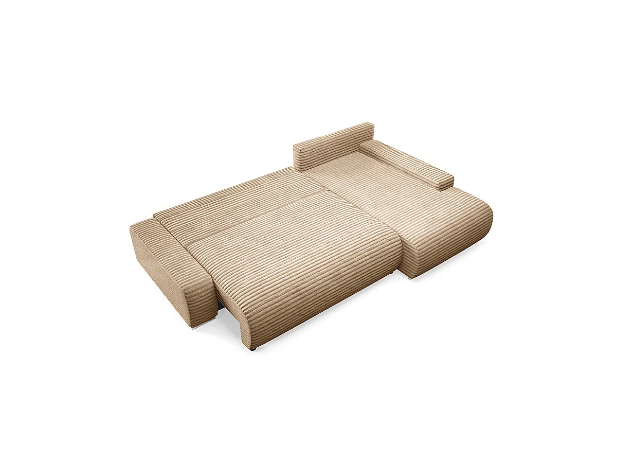 Canapé d'angle droit convertible 3 places avec coffre Ivana Beige