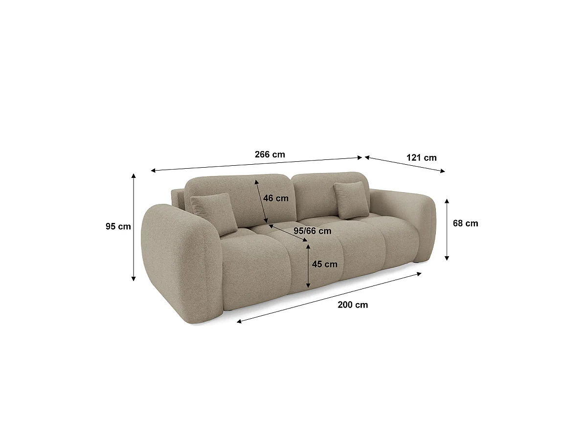 Canapé convertible 3 places avec coffre Livio Beige