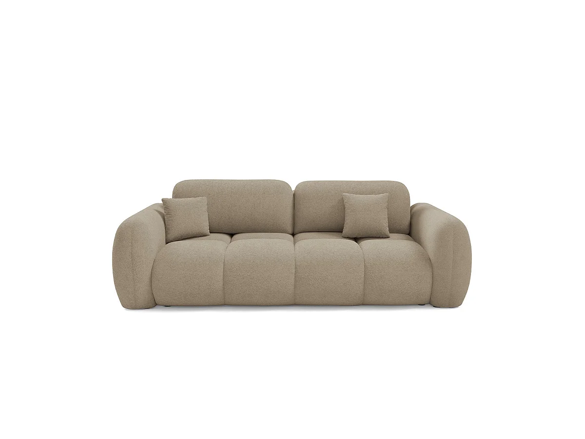 Canapé convertible 3 places avec coffre en tissu beige LIVIO