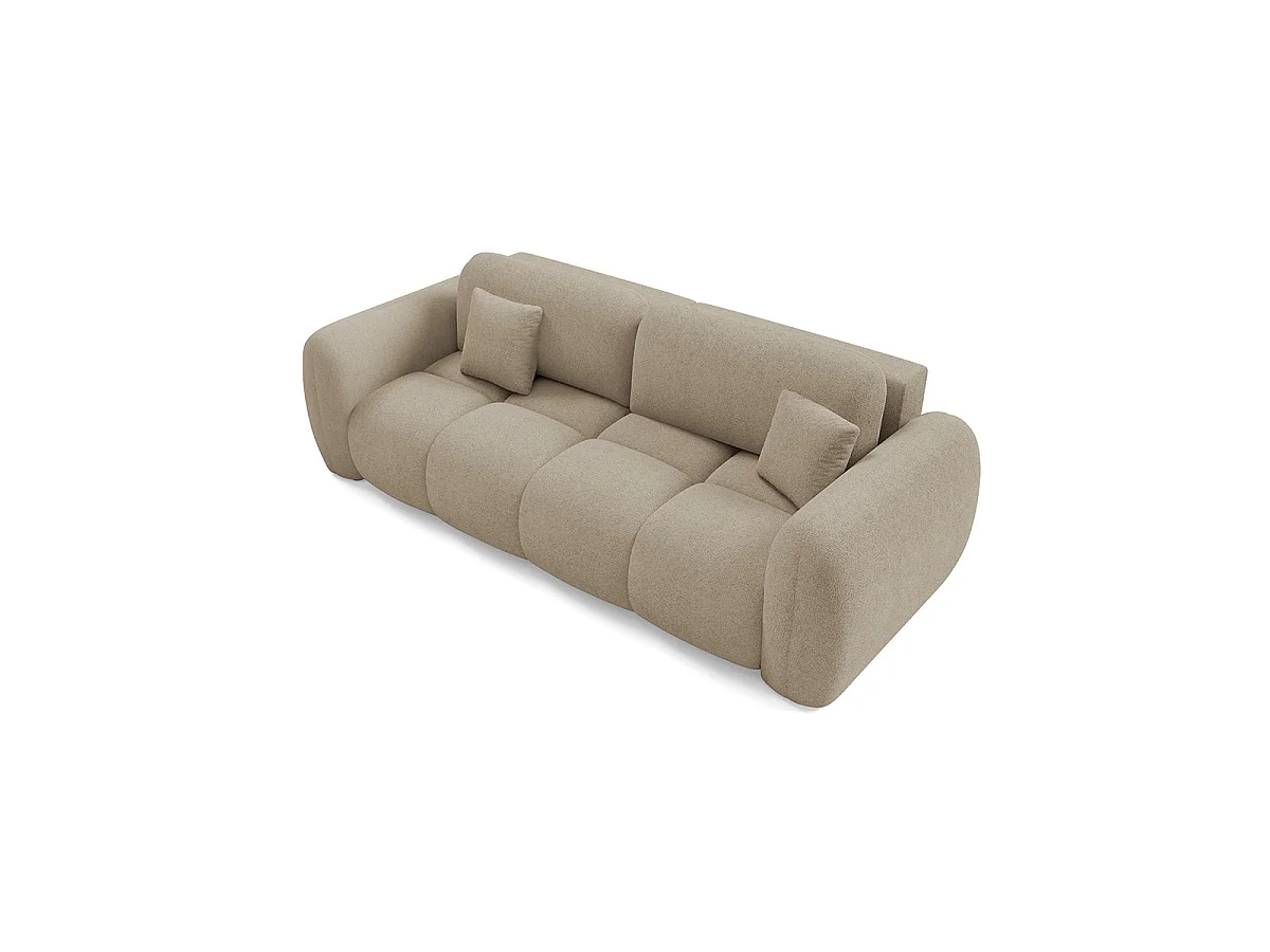 Canapé convertible 3 places avec coffre en tissu beige LIVIO