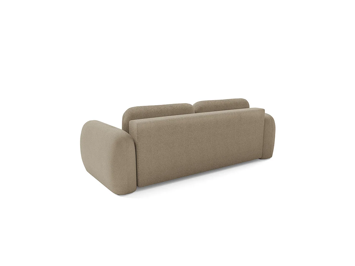 Canapé convertible 3 places avec coffre en tissu beige LIVIO