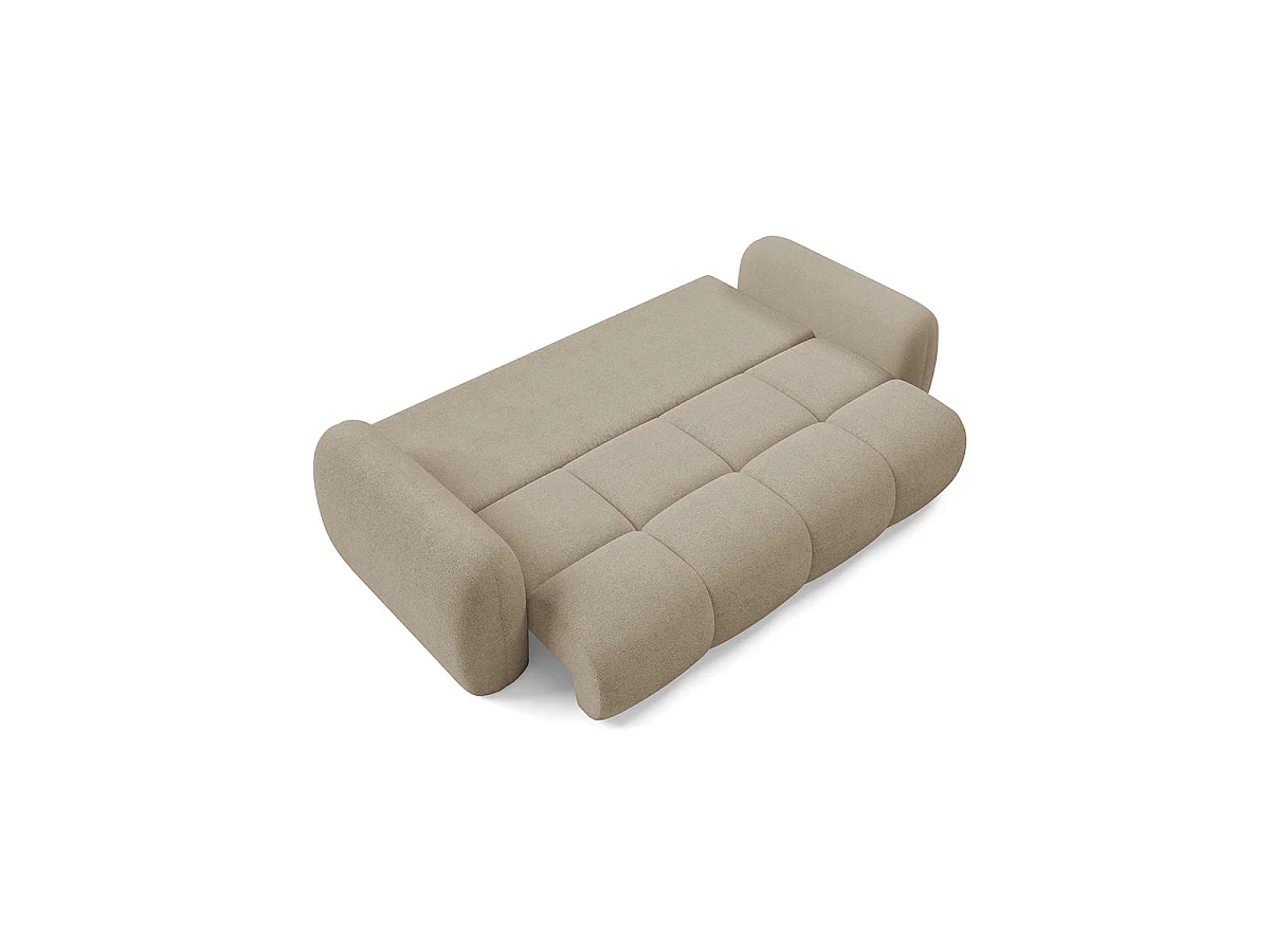 Canapé convertible 3 places avec coffre en tissu beige LIVIO