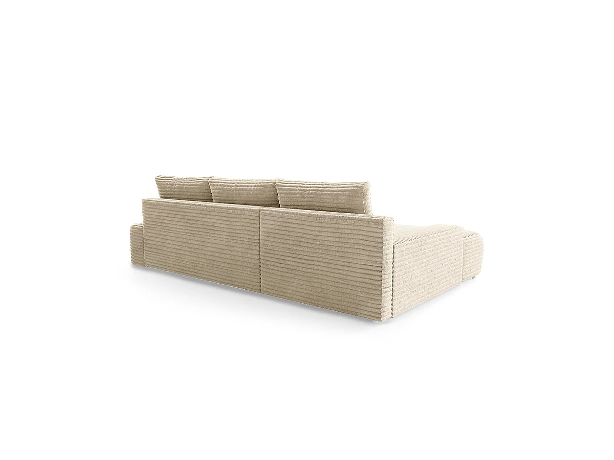 Canapé d'angle gauche convertible 3 places avec coffre en tissu blanc