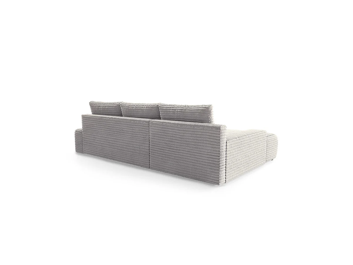 Canapé d'angle gauche convertible 3 places avec coffre en tissu gris clair