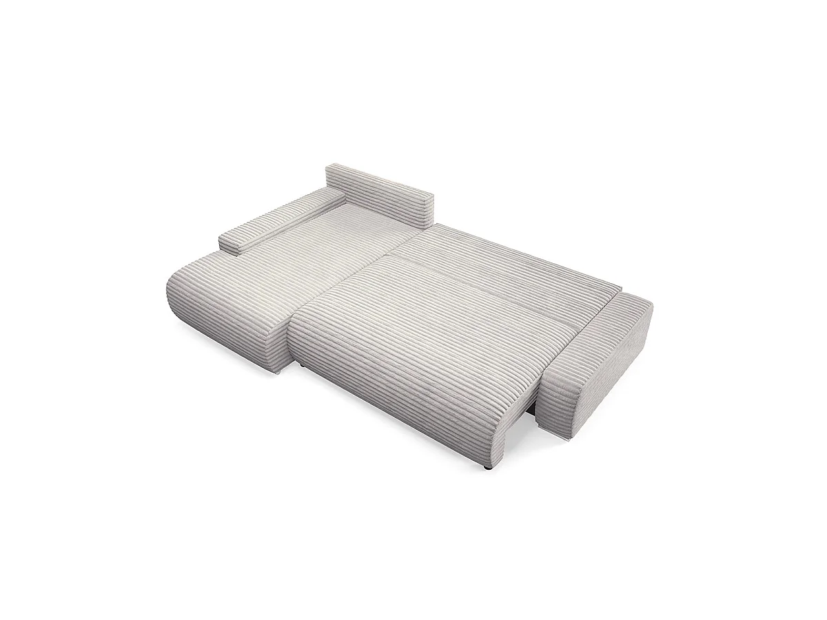 Canapé d'angle gauche convertible 3 places avec coffre en tissu gris clair