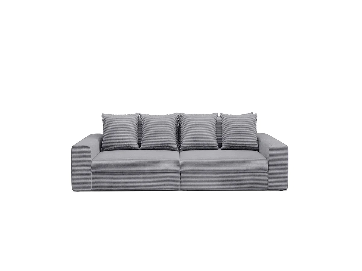 Canapé convertible 3 places avec coffre en tissu gris clair PAOLA