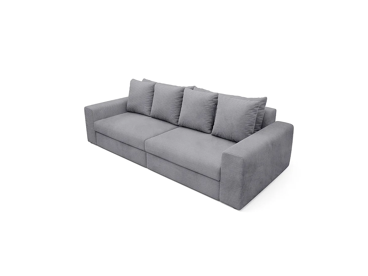 Canapé convertible 3 places avec coffre en tissu gris clair PAOLA