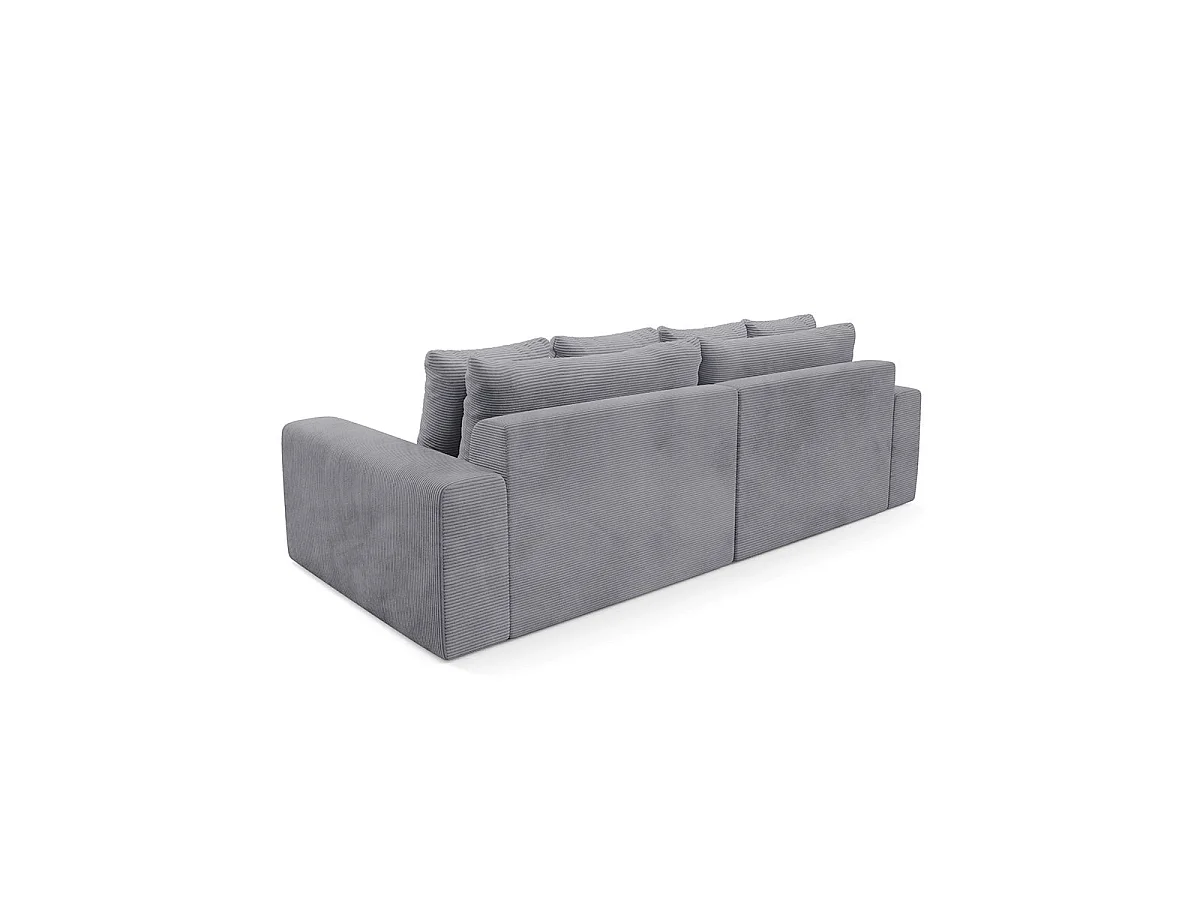 Canapé convertible 3 places avec coffre en tissu gris clair PAOLA