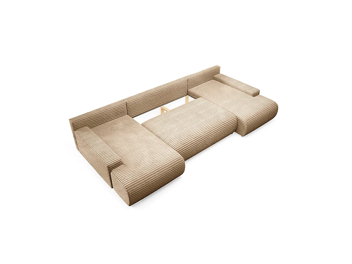 Canapé en U 4 places convertible avec coffre Ivana Beige