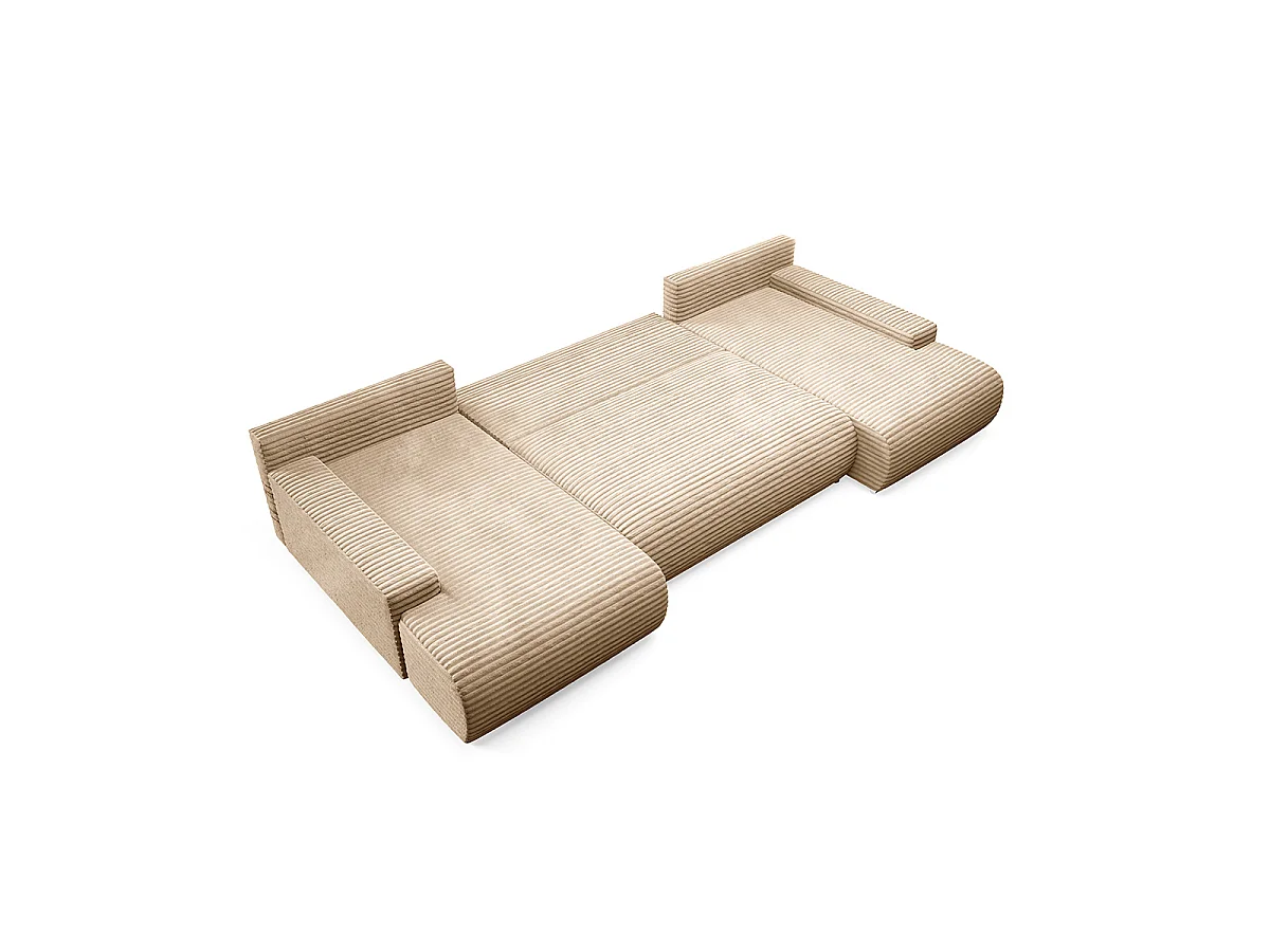 Canapé en U 4 places convertible avec coffre Ivana Beige