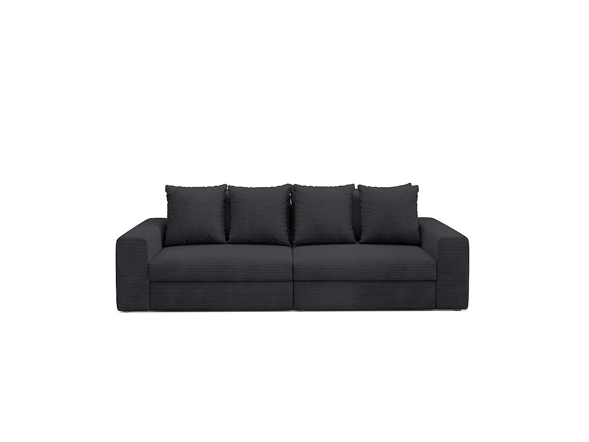 Canapé convertible 3 places avec coffre en tissu noir PAOLA