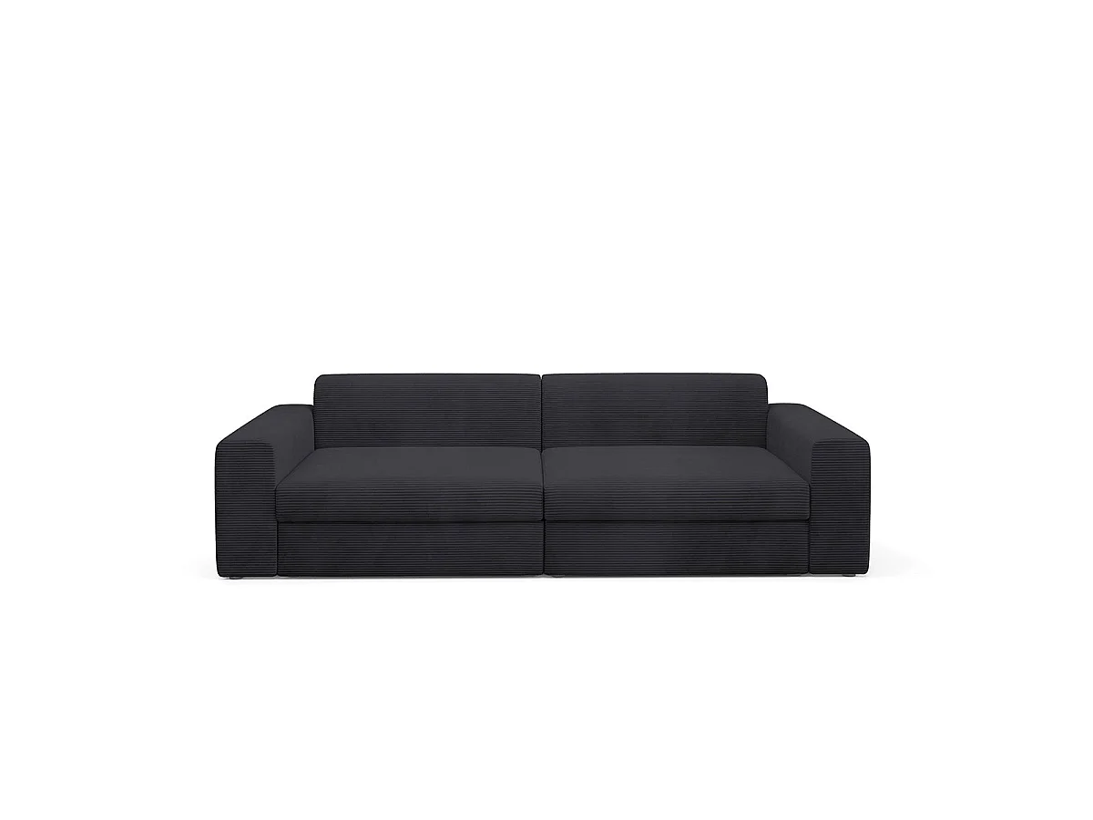 Canapé convertible 3 places avec coffre en tissu noir PAOLA