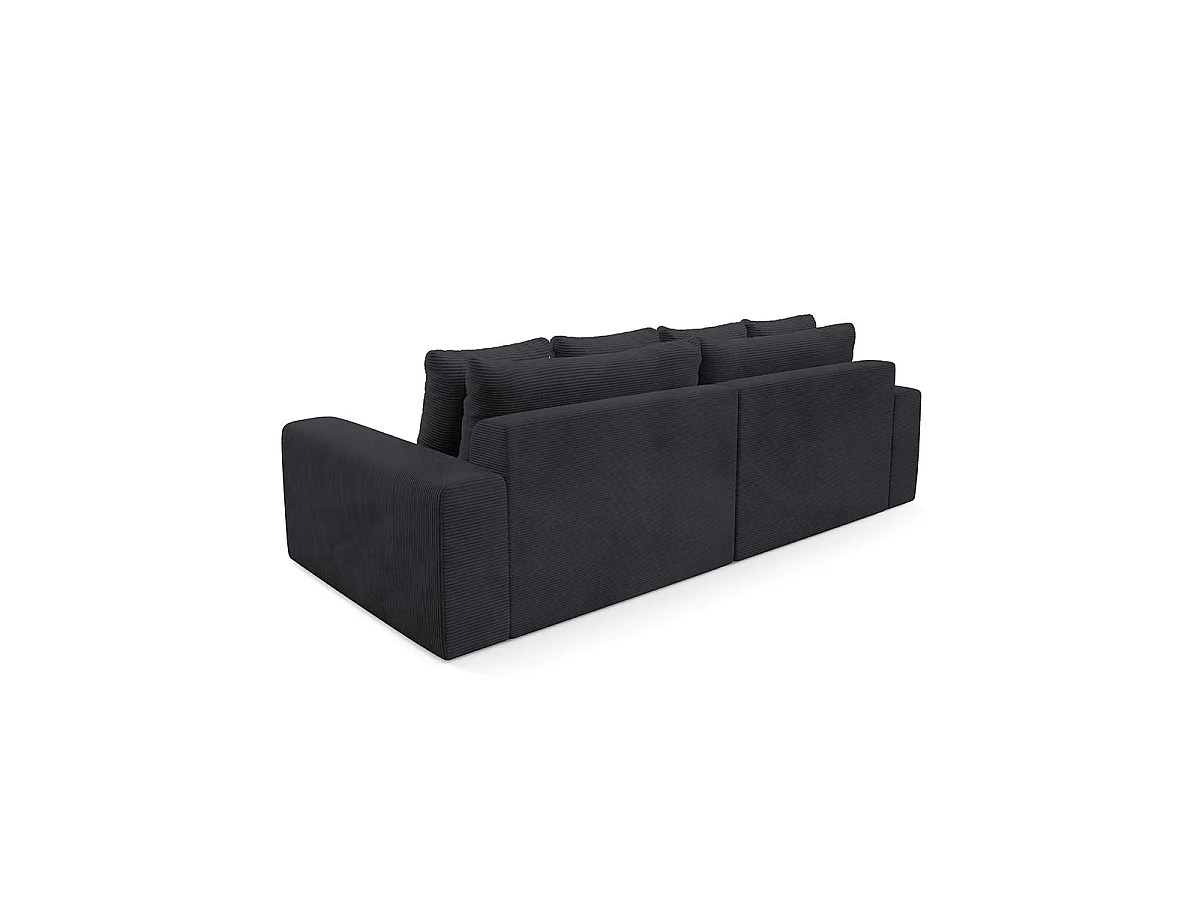 Canapé convertible 3 places avec coffre en tissu noir PAOLA