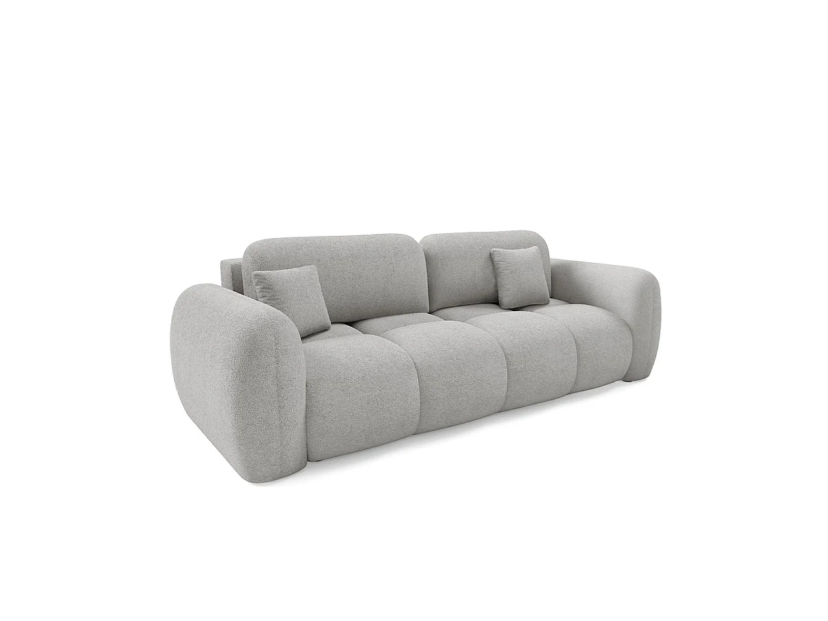 Canapé convertible 3 places avec coffre en tissu gris clair LIVIO