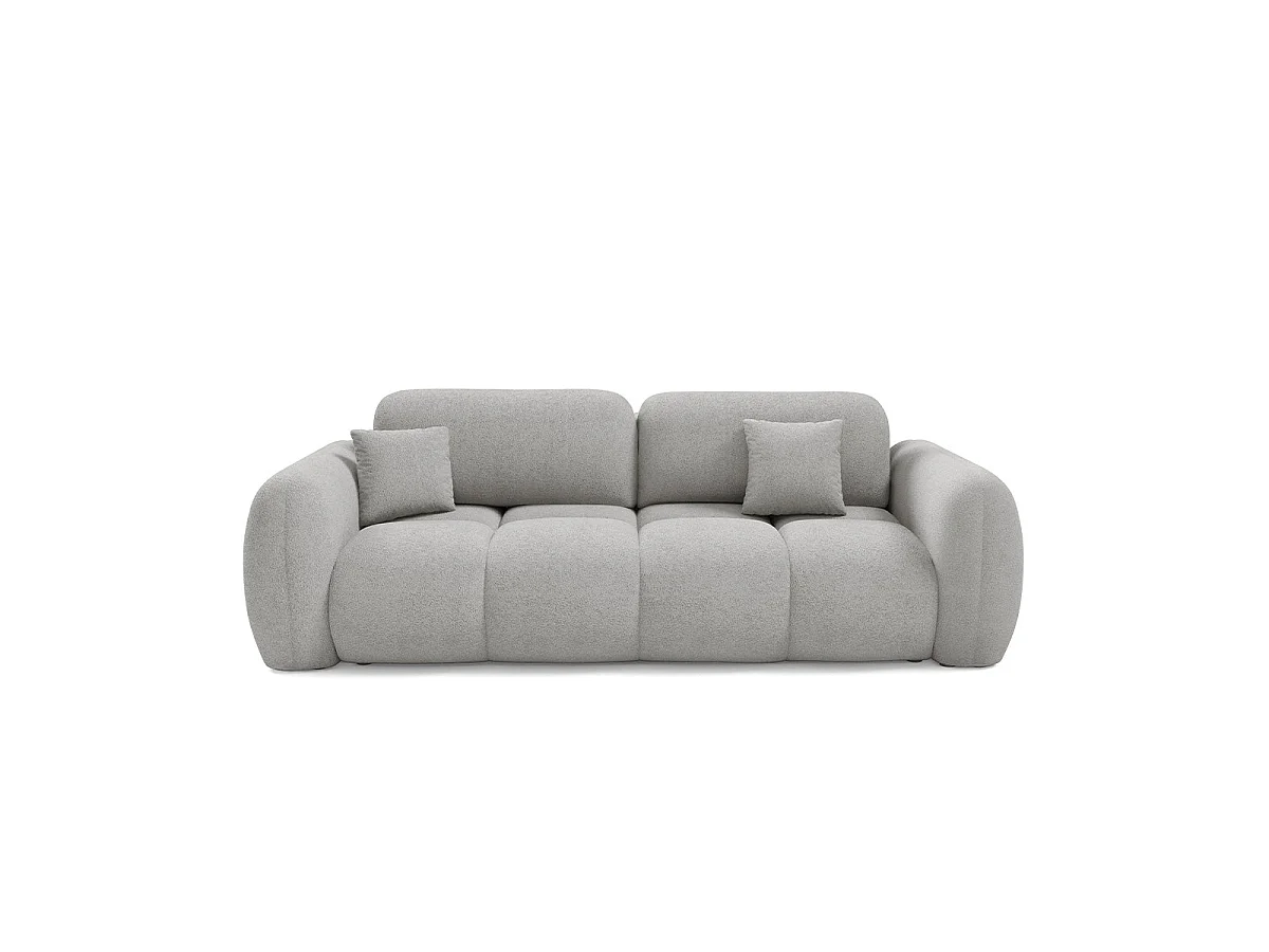 Canapé convertible 3 places avec coffre en tissu gris clair LIVIO