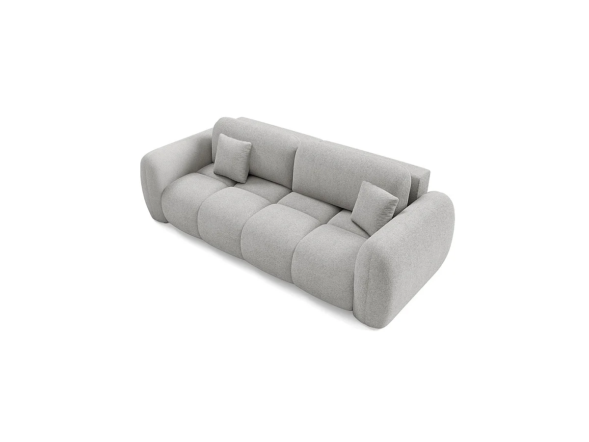 Canapé convertible 3 places avec coffre en tissu gris clair LIVIO