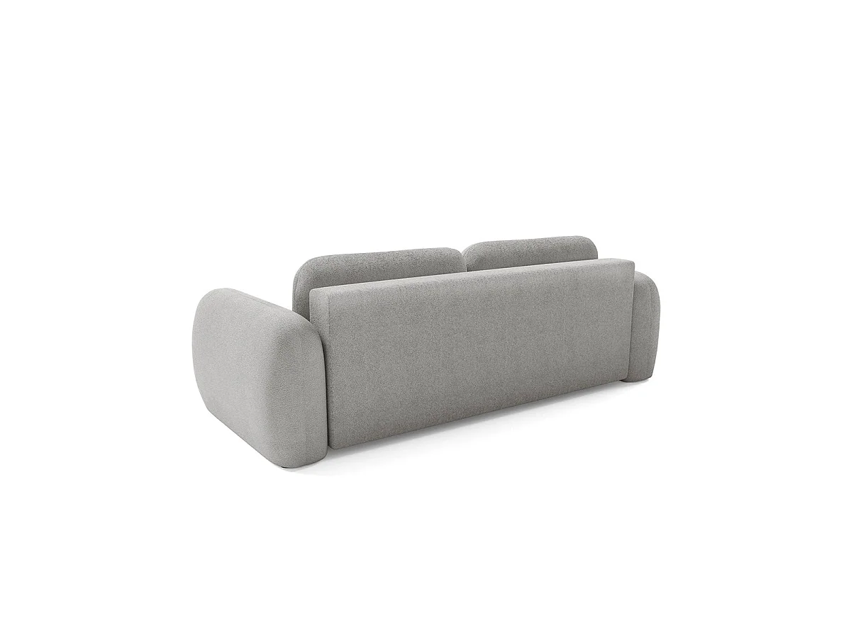 Canapé convertible 3 places avec coffre en tissu gris clair LIVIO