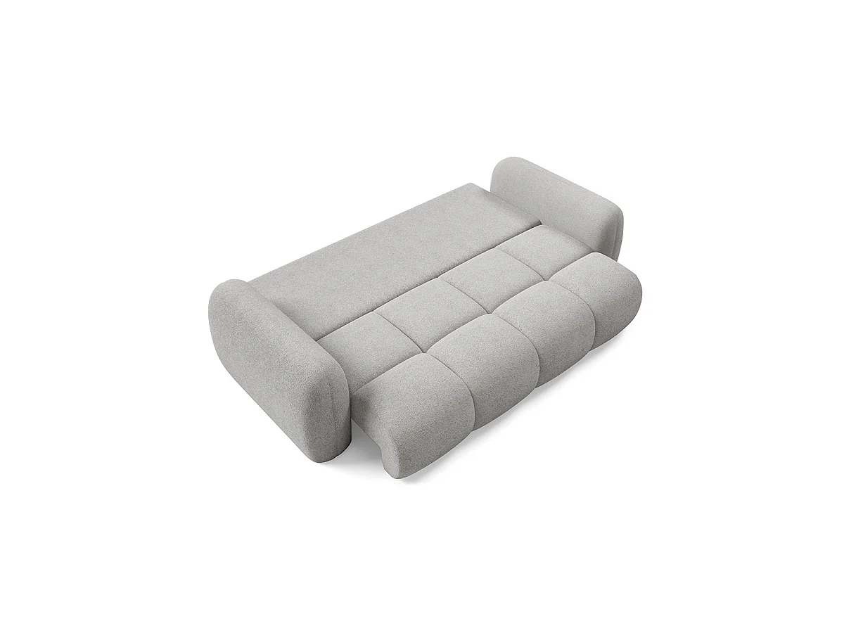 Canapé convertible 3 places avec coffre en tissu gris clair LIVIO