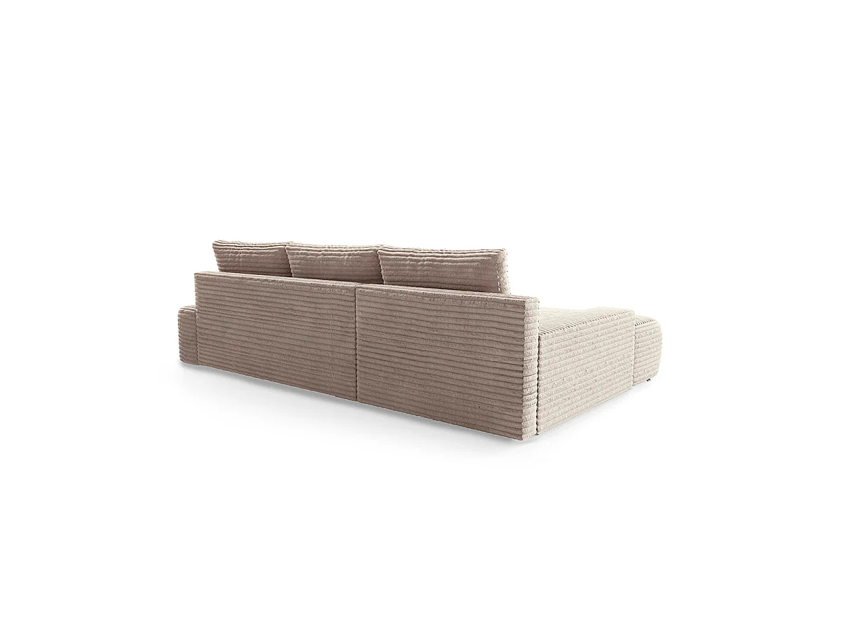 Canapé d'angle gauche convertible 3 places avec coffre en tissu vert