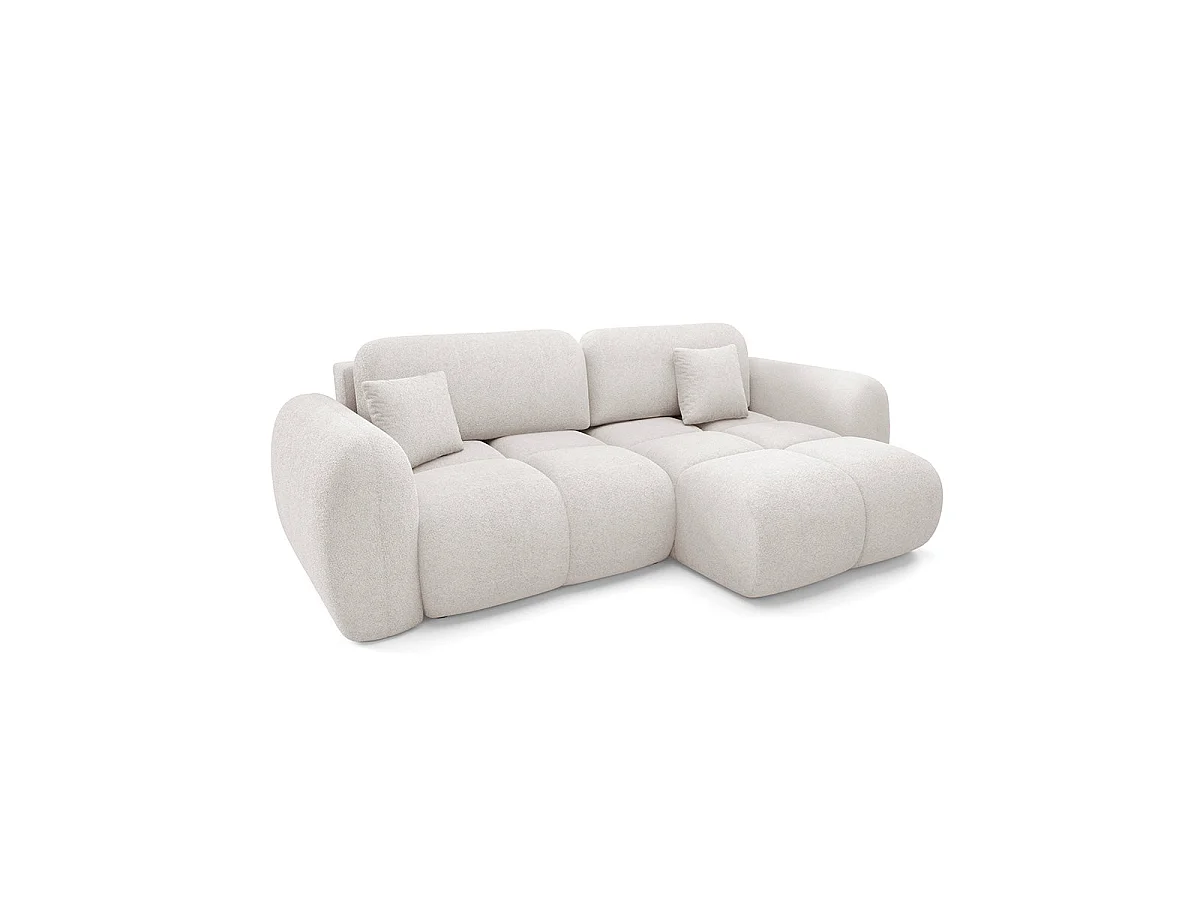 Canapé d'angle convertible 3 places réversible avec coffre en tissu blanc LIVIO