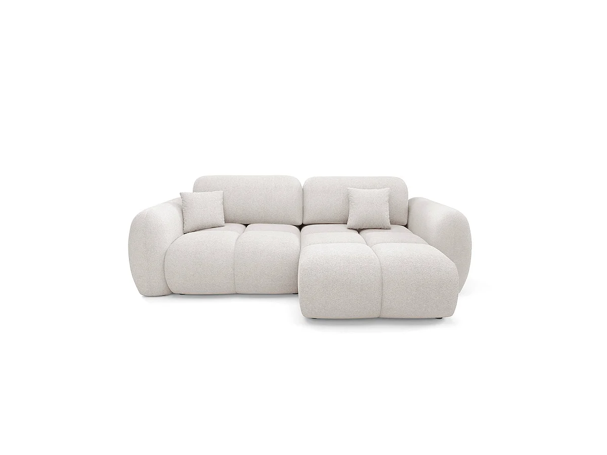 Canapé d'angle convertible 3 places réversible avec coffre en tissu blanc LIVIO