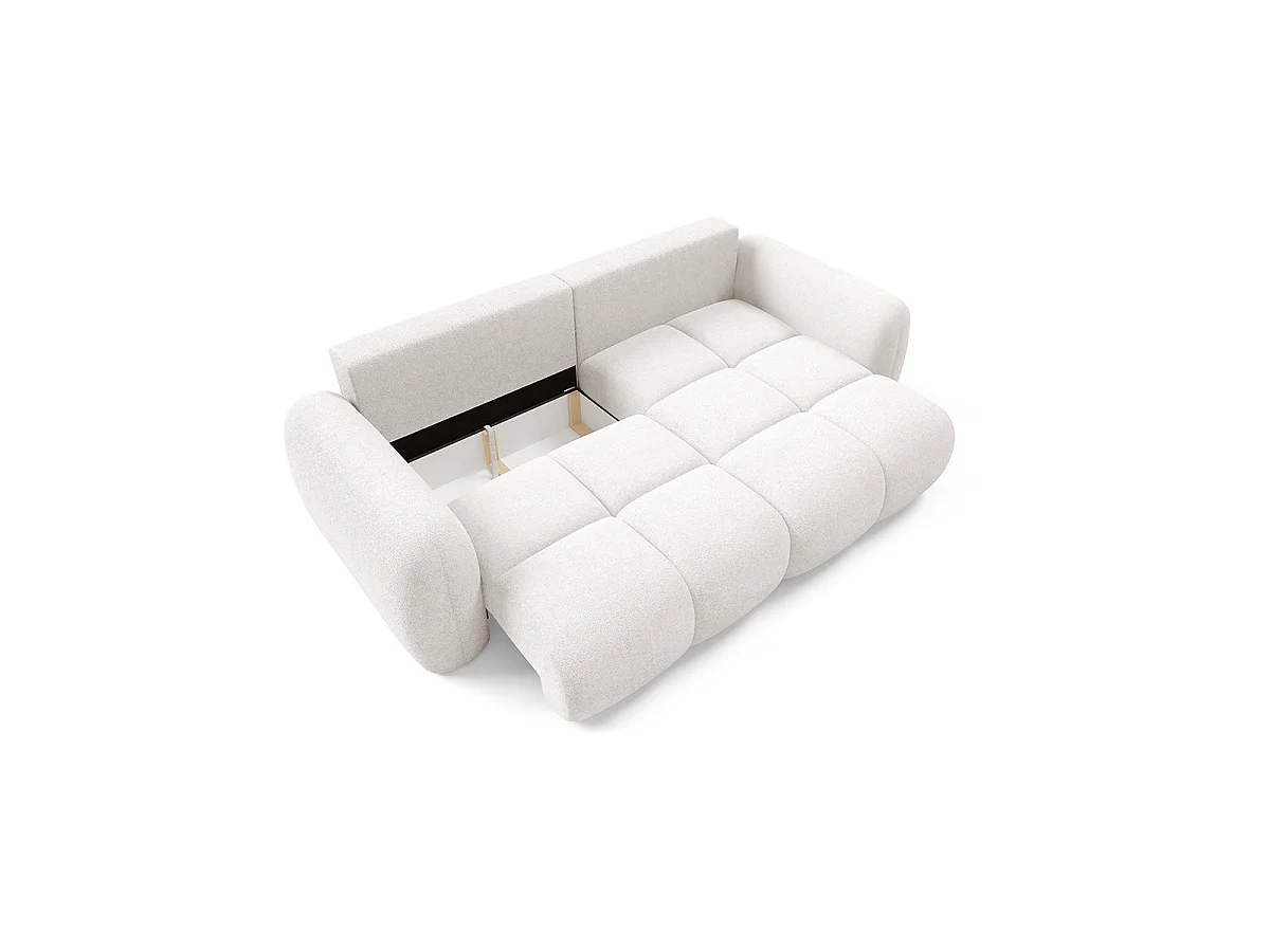 Canapé d'angle convertible 3 places réversible avec coffre en tissu blanc LIVIO