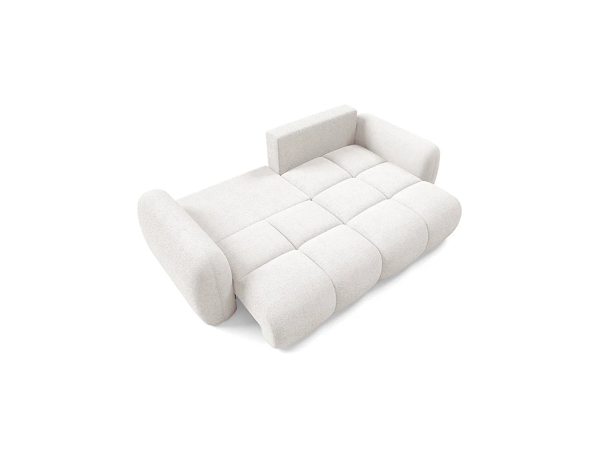 Canapé d'angle convertible 3 places réversible avec coffre en tissu blanc LIVIO