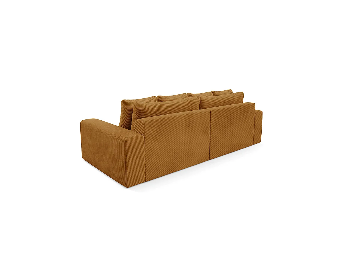 Canapé convertible 3 places avec coffre en tissu jaune moutarde PAOLA